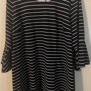 Lane Bryant Black and White  Striped plus Size Trumpet Sleeve Dress-Size 22-24